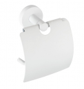 White111 - Toilettenpapierhalter mit Deckel in eleganter weißer Farbe.